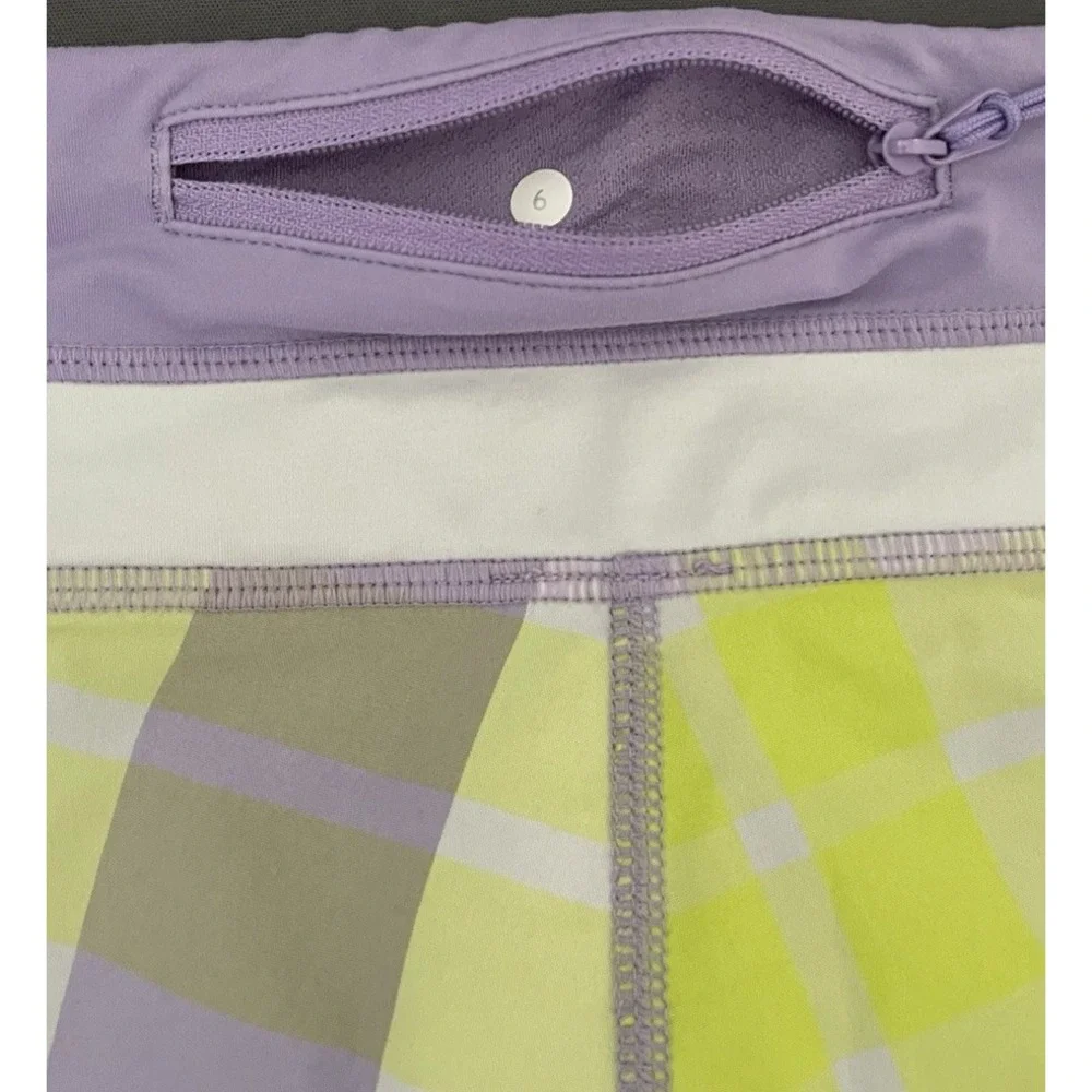 Lululemon Athletic Y2K Run Shorts Womens Size 6 Foxy Plaid Purple Yellow
